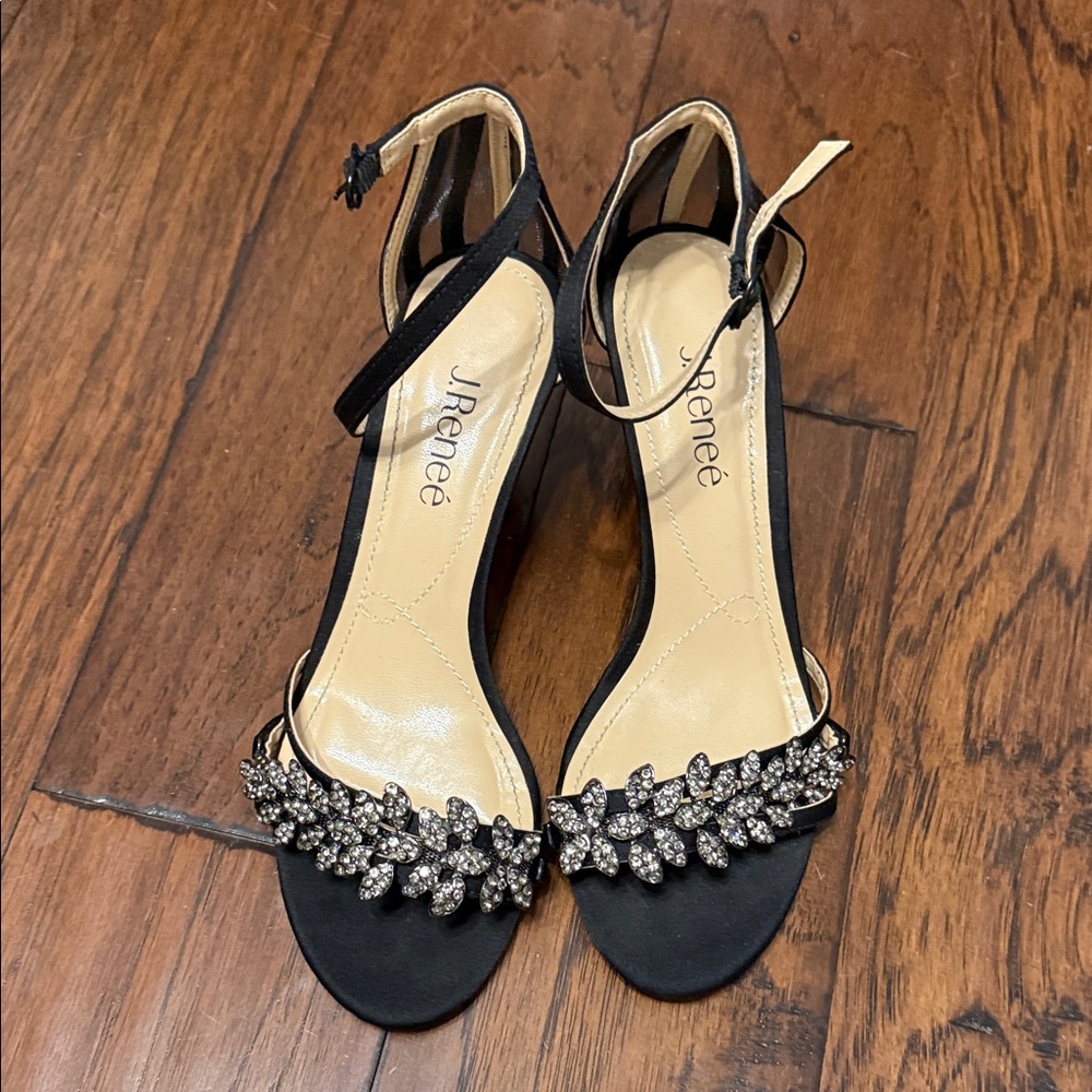 J.Renee Black Wedges with Silver Accents